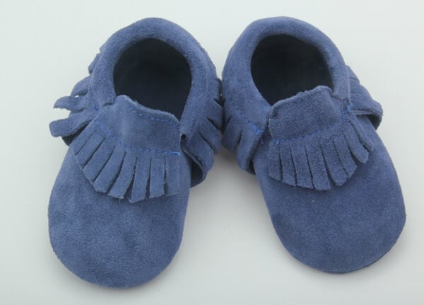 Image of Navy Blue- Suede Moccasins