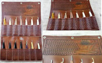 Image 2 of Custom Hand Tooled Leather 7 or 14 Day Straight Razor wall display. Your image/design or idea.