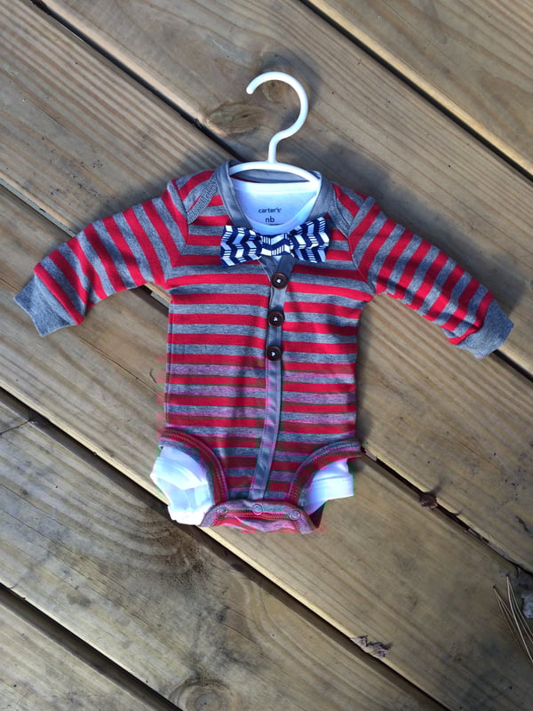 Image of Mini Me Cardigan Set - Red Striped