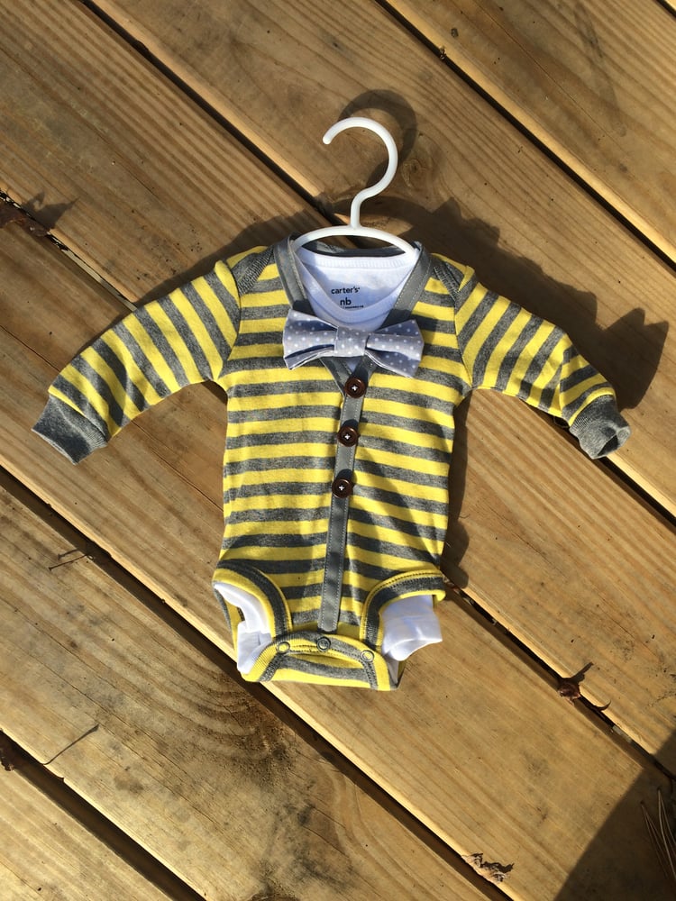 Image of Mini Me Cardigan Set - Yellow Striped