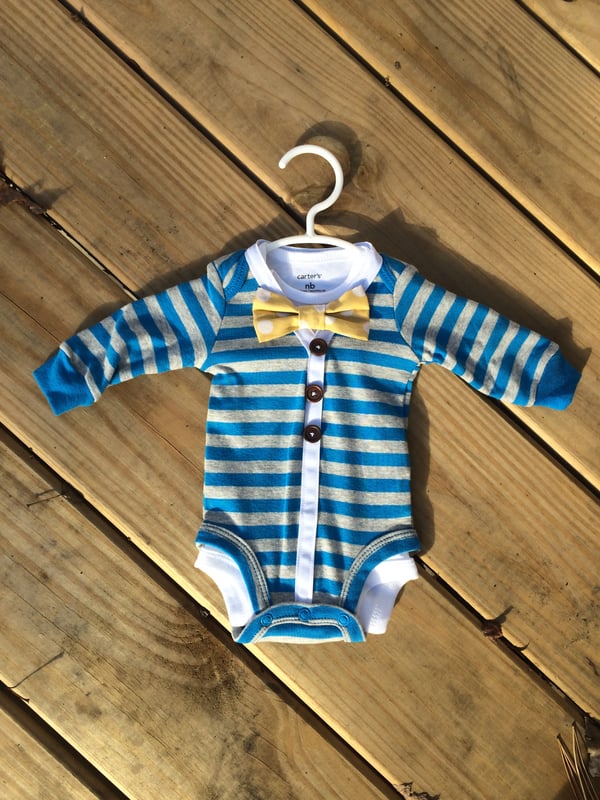 Image of Mini Me Cardigan Set - Blue Striped