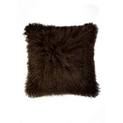 Image of 676685006899 Natural-MONGOLIAN SHEEPSKIN PILLOW-CHOCOLATE