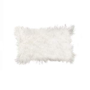 Image of 676685025852 Natural-MONGOLIAN SHEEPSKIN PILLOW-WHITE