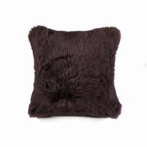 Image of 676685034373 Natural-NEW ZEALAND SHEEPSKIN PILLOW - 18X18 CHOCOLATE