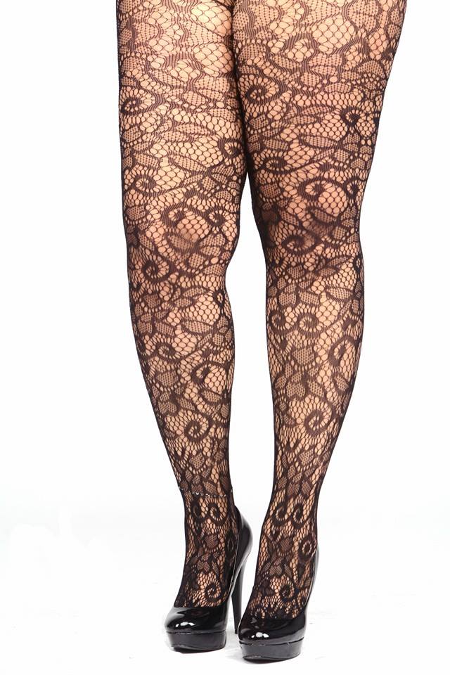 Plus Size Floral Vine Net Tights