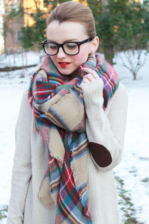 Image of Zara Style Plaid Tartan Oversized Blanket Scarf