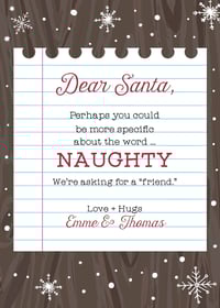 Dear Santa - Naughty Definition Holiday Card