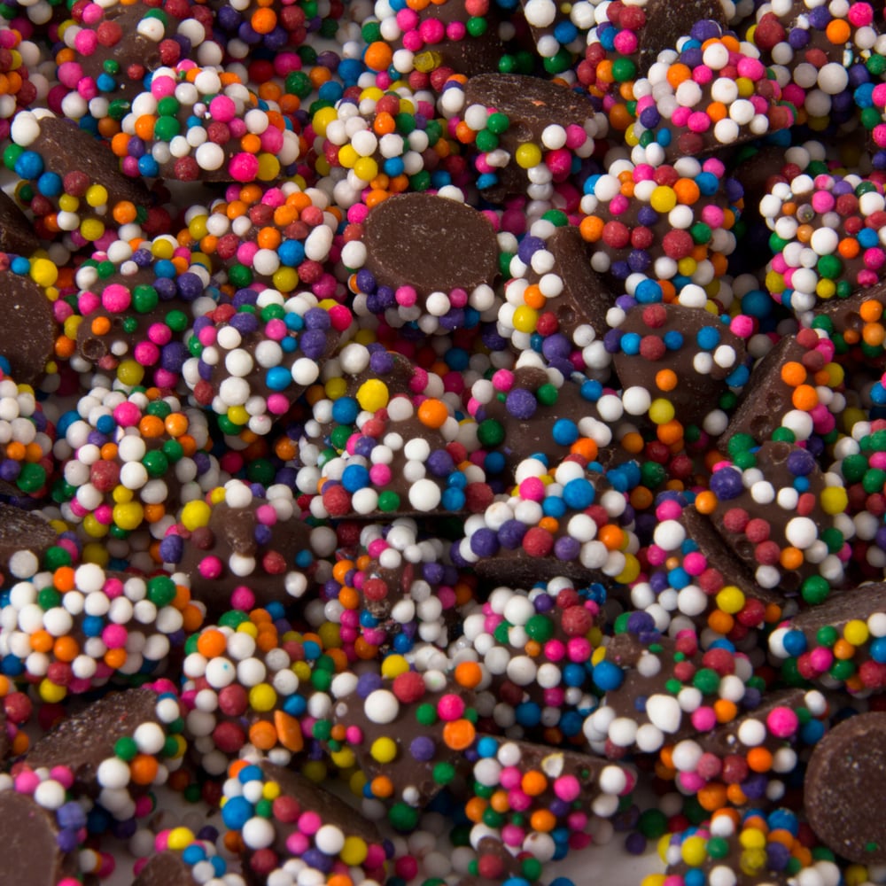 Mini rainbow nonpareils chocolate top toppings