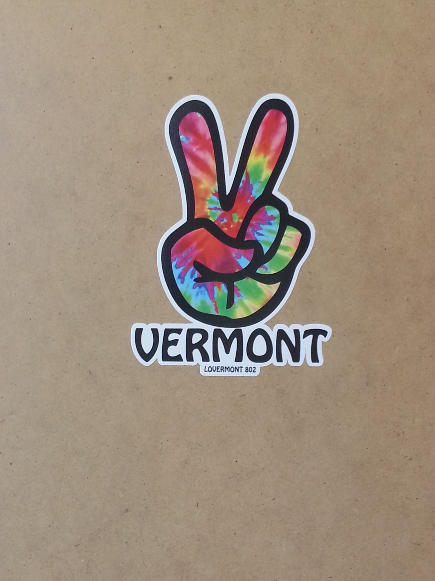 Image of Vermont Hand Full of Peace - Peace Sign Tie Dye Hand Sticker - Digital printed bumper decal