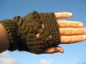 Image of hand crochet fingerless gloves