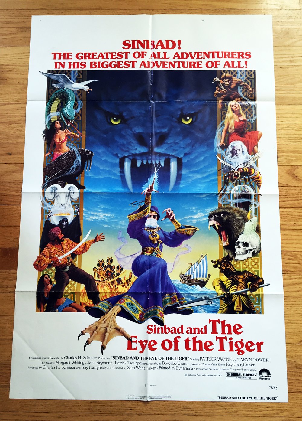 1977 SINBAD AND THE EYE OF THE TIGER Original U.S. One Sheet Movie Poster