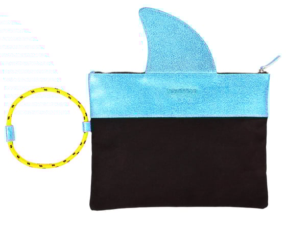 Image of METALLIC BLUE SHARK CLUTCH