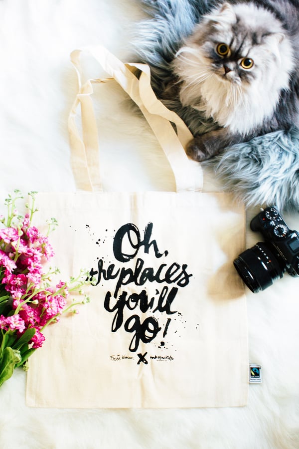 Image of "Oh the places you'll go!" Tote Bag | Inkywords + The Free Woman Collaboration