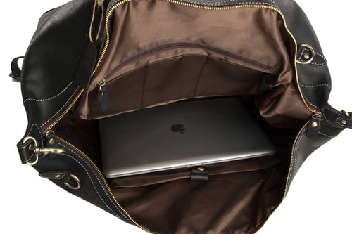 Image of Handmade Vintage Genuine Cowhide Leather Travel Bag, Duffle Bag, Weekender Bag DZ07