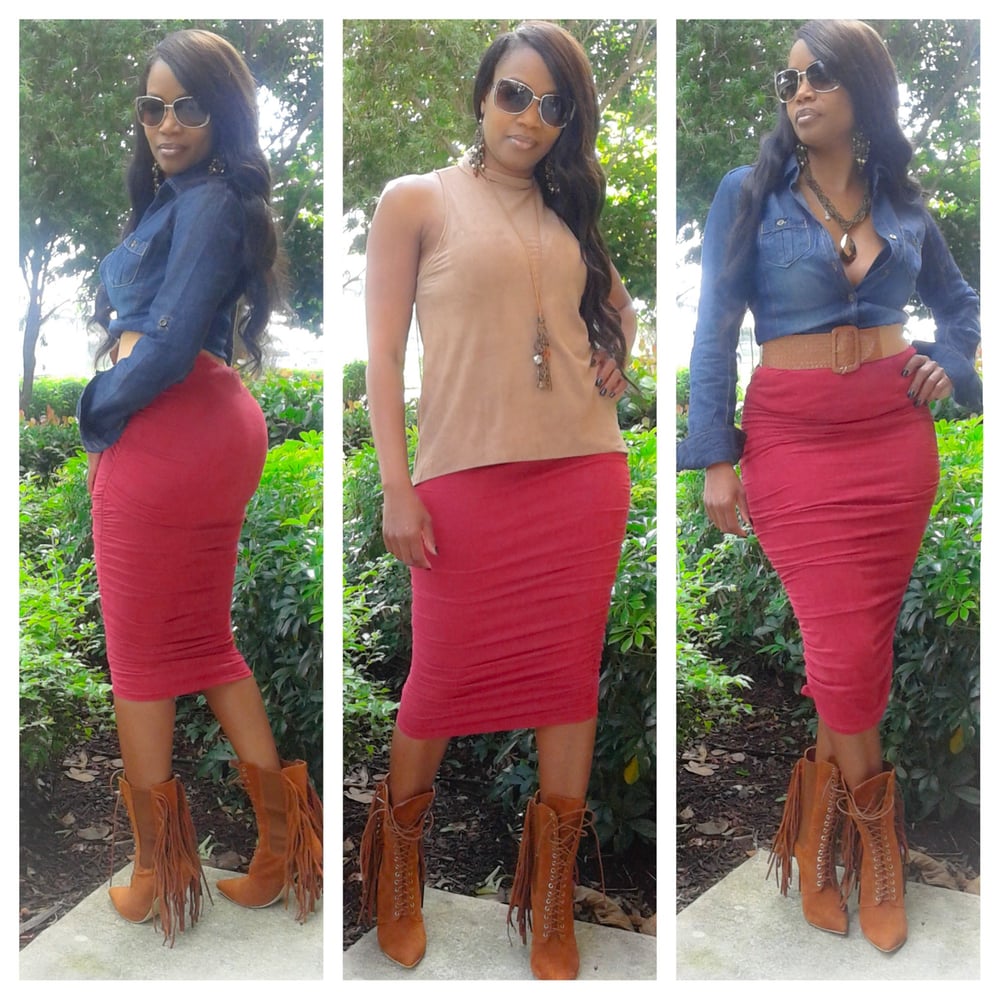 Image of Burgundy Skirt