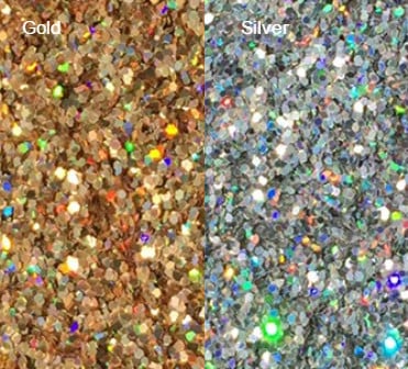 Image of Gold or Silver Holoflake Glitter </p> .025"  (1/40")