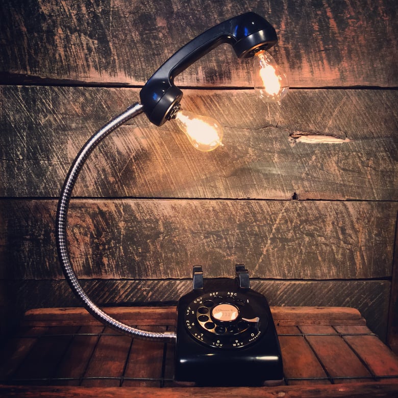 Image of Vintage Black Rotary Phone Lamp