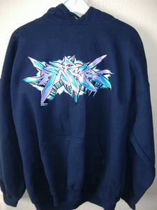 Image of astek silk screen hoody navy blue
