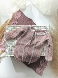Image 4 of Newborn set for photoshoot - bodysuit and sleep hat - dusty pink