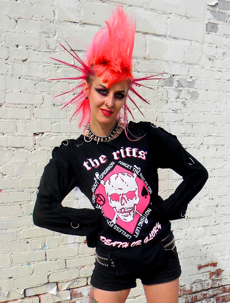 Image of The Riffs black w/white&pink bondage shirt