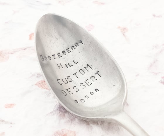 Image of Personalised Custom Hand Stamped Dessert spoon ~ for any occassion - A beautiful unique gift 