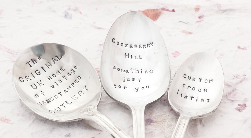 Image of Personalised CUSTOM Antique & Vintage Silverware - Hand stamped with the words of your choice