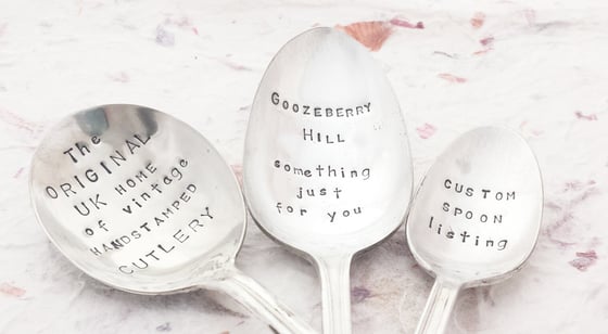 Image of Personalised CUSTOM Antique & Vintage Silverware - Hand stamped with the words of your choice