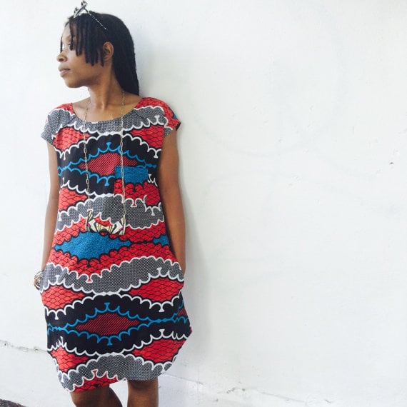 Image of Ankara Baseball Raglan African Tee Shirtdress