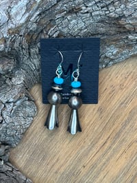 Image 3 of 10mm Sterling Silver Pearl Kingman Blossom Drop Earrings