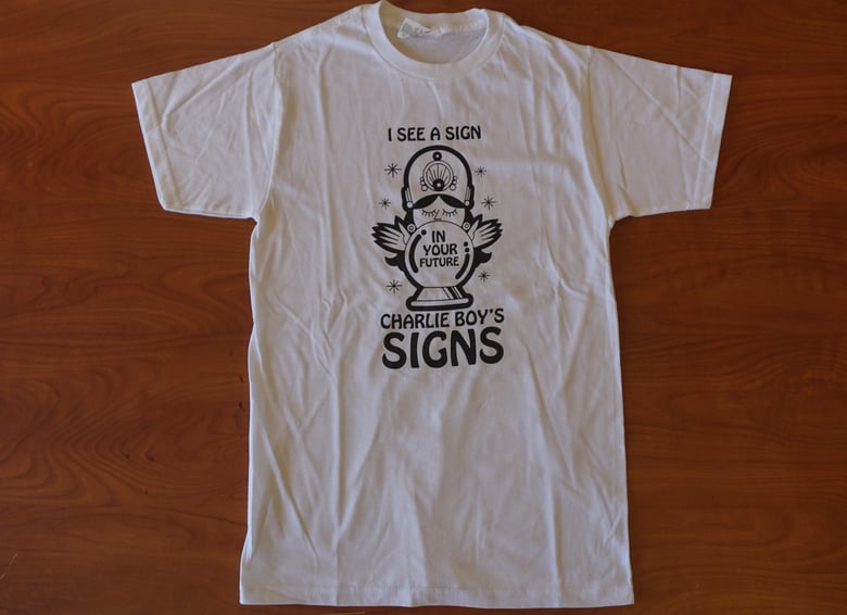 Image of White Charlie Boy Signs T-shirt (Men's Extra Small)