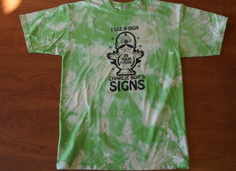 Image of Psychedelic Terrarium Tie Dyed Charlie Boy Signs T-Shirt (Men's Medium)