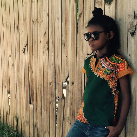 Image of Kids African Dashiki Baseball Raglan Tee Shirt