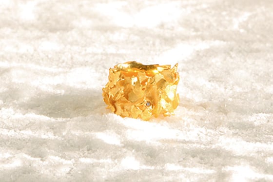 Image of Nako, Ring in solid 18k gold with a cognac diamond