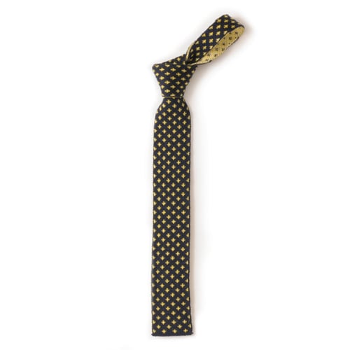 Image of Flee Dots Tie in Navy x Yellow