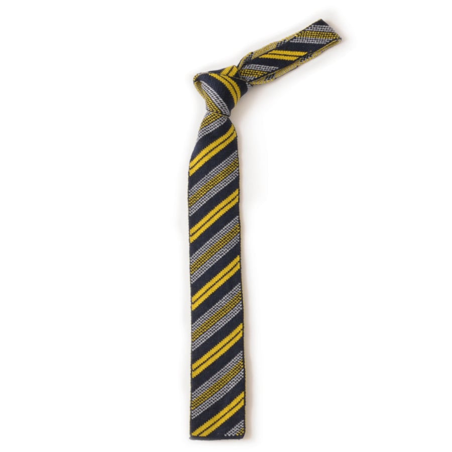 Image of Regimental Stripe Tie in Navy and Mustard