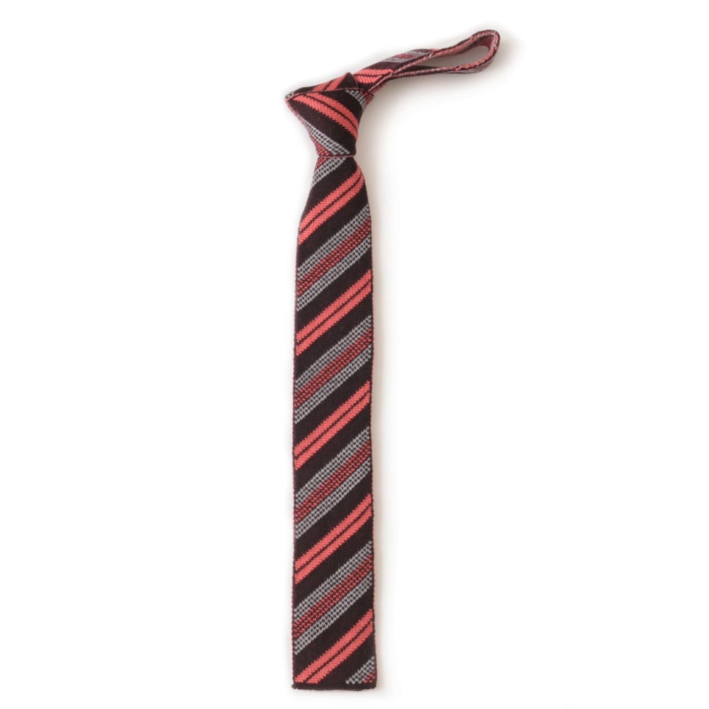 Image of Regimental Stripe Tie in Dark Wine x Dark Pink