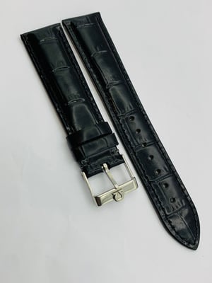 Image of 20mm CROC PADDED MENS LEATHER STRAP FOR OMEGA WATCH.BLACK.TOP QUALITY.HEAVY DUTY.VINTAGE BUCKLE