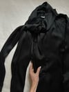 1970s Yves Saint Laurent noir silk tie neck blouse