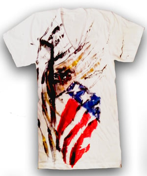 Image of America Outlaw V-Neck Tee (Handpainted by MissFitNYC)