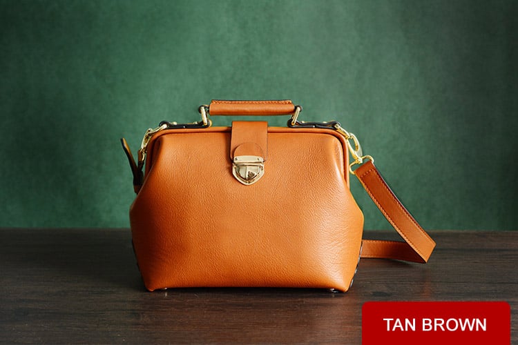 Image of Custom Handmade Vegetable Tanned Leather Satchel Bag, Doctor Bag, Messenger Shoulder Bag D015
