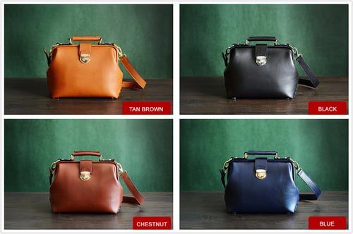 Image of Custom Handmade Vegetable Tanned Leather Satchel Bag, Doctor Bag, Messenger Shoulder Bag D015