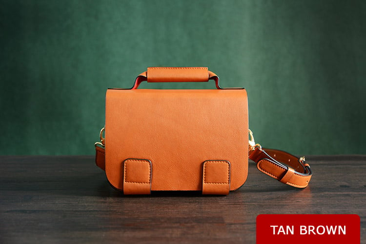 Image of Custom Handmade Italian Vegetable Tan Brown Leather Satchel Bag, Messenger Bag, Shoulder Bag D002