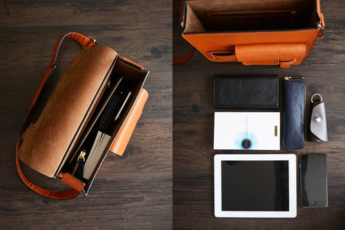 Image of Custom Handmade Italian Vegetable Tanned Leather Satchel, Messenger Bag, Shoulder Bag, Men Bag D003