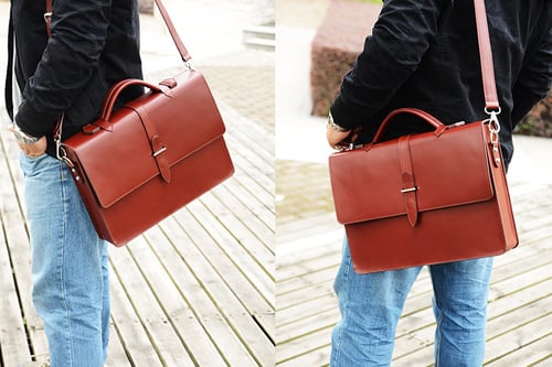 Image of Custom Handmade Genuine Leather Briefcase, Messenger Bag, Laptop Bag, Men's Handbag D012