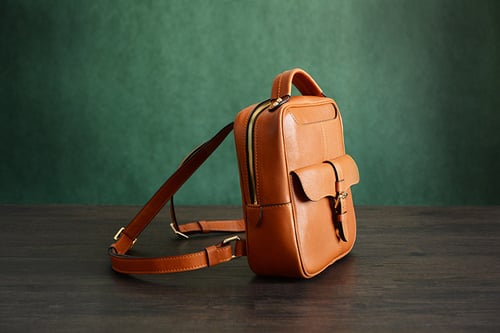 Image of Custom Handmade Vegetable Tanned Leather Backpack, Shoulder Bag, Satchel Bag D005
