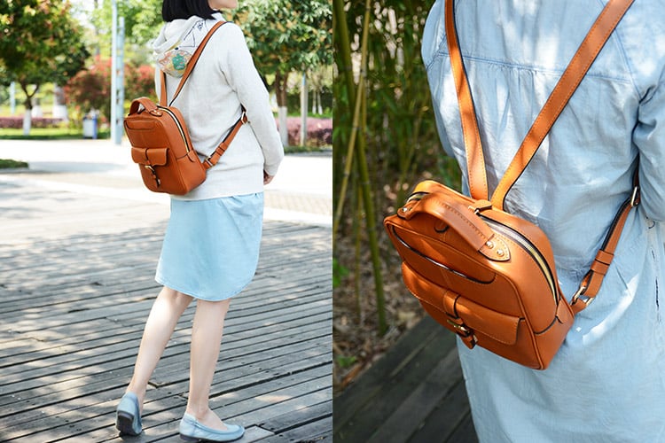 Veg tan leather clearance backpack