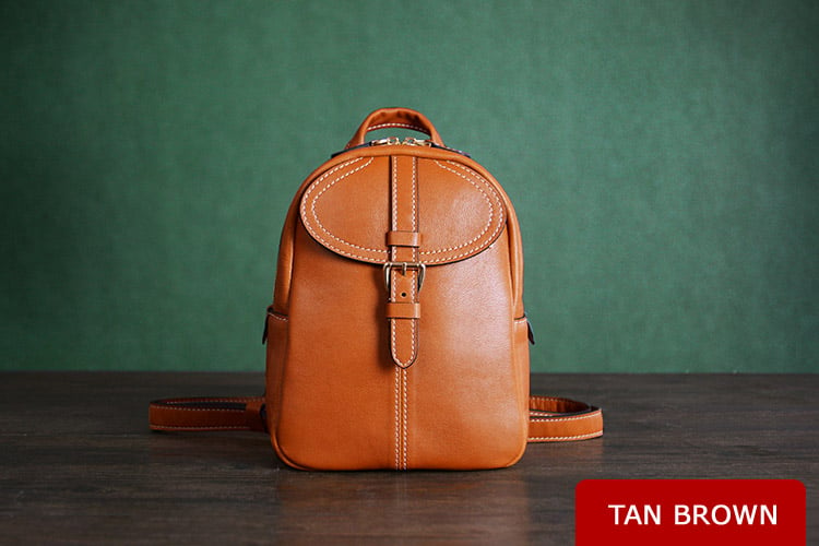 Image of Custom Handmade Vegetable Tanned Brown Leather Backpack, Shoulder Bag, Satchel Bag D009