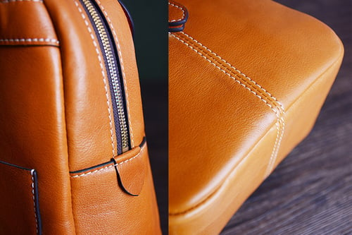 Image of Custom Handmade Vegetable Tanned Brown Leather Backpack, Shoulder Bag, Satchel Bag D009