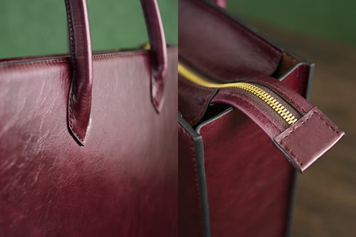 Image of Personalized Handmade Italian Vegetable Tanned Leather Tote Bag, Shoulder Bag, Lady Handbag D010