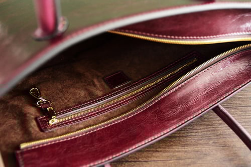 Image of Personalized Handmade Italian Vegetable Tanned Leather Tote Bag, Shoulder Bag, Lady Handbag D010